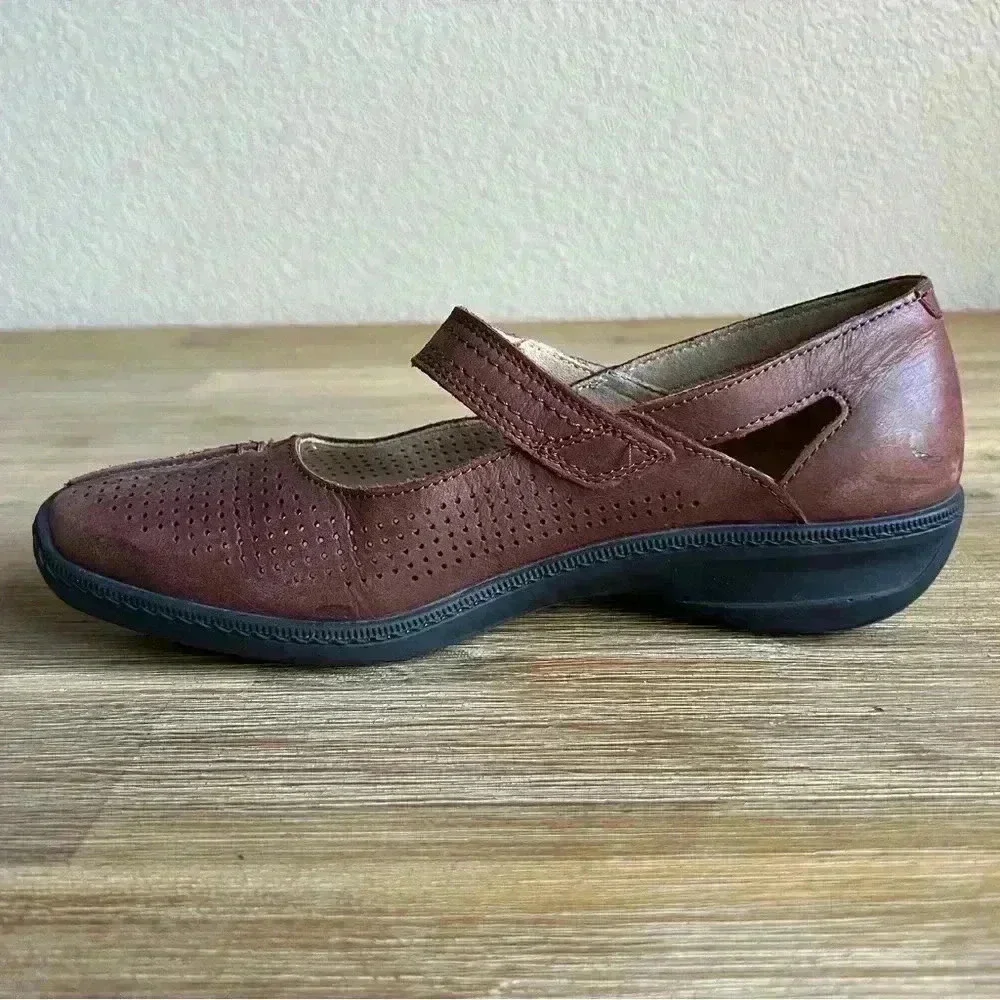 Hotter Mary Jane Shoes Brown Womens 8.5 Leather Comfort Classic Sophisticated